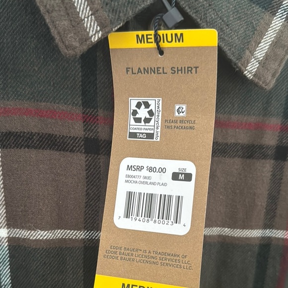 Eddie Bauer Men's Casual Plaid Shirt - Red, Green, and Brown - Picture 4 of 6